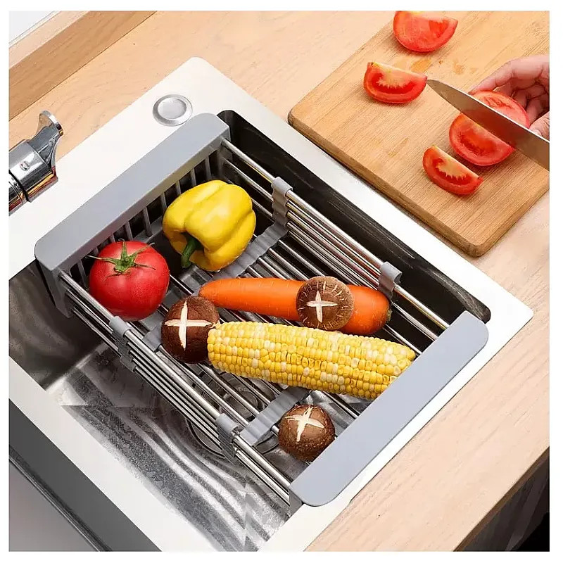 Cos multifunctional din oțel inoxidabil pentru uscat vase de bucătărie, legume, Studio Casa, 47.5cm x 22.5cm - Studiocasa.ro