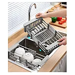 Cos multifunctional din oțel inoxidabil pentru uscat vase de bucătărie, legume, Studio Casa, 47.5cm x 22.5cm - Studiocasa.ro