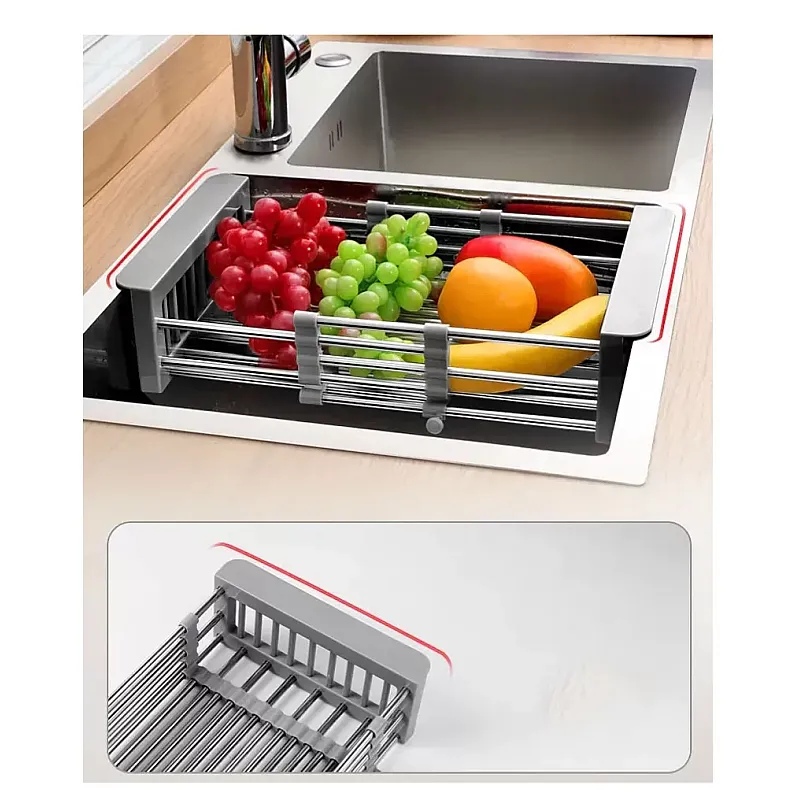 Cos multifunctional din oțel inoxidabil pentru uscat vase de bucătărie, legume, Studio Casa, 47.5cm x 22.5cm - Studiocasa.ro