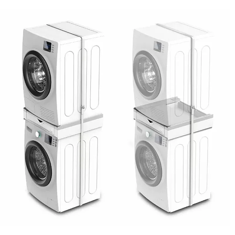 Kit de suprapunere universal pentru suprapunerea masinii de spalat si a uscatorului+ sertar retractabil cu spatiu de depozitare, Meliconi