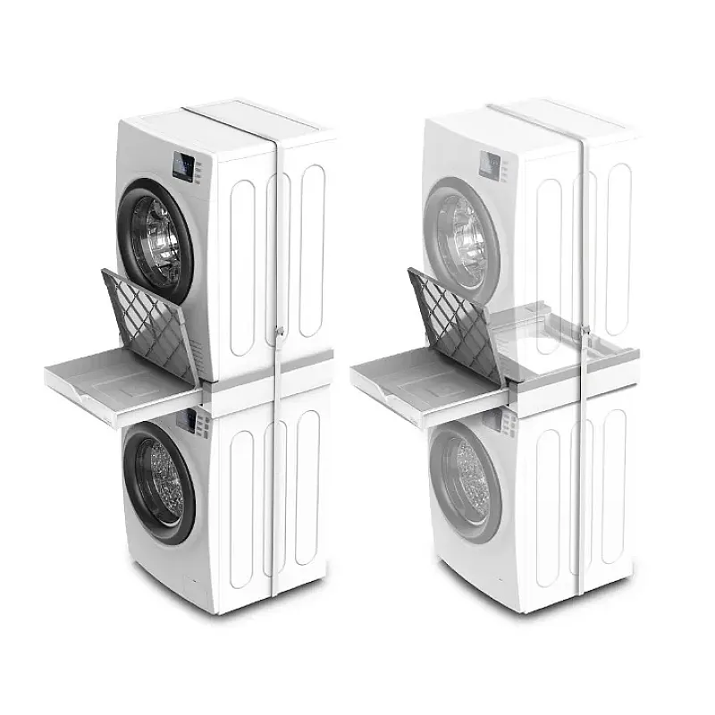 Kit de suprapunere universal pentru suprapunerea masinii de spalat si a uscatorului+ sertar retractabil cu spatiu de depozitare, Meliconi