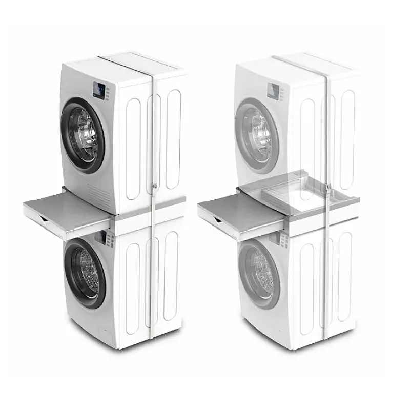 Kit de suprapunere universal pentru suprapunerea masinii de spalat si a uscatorului+ sertar retractabil cu spatiu de depozitare, Meliconi