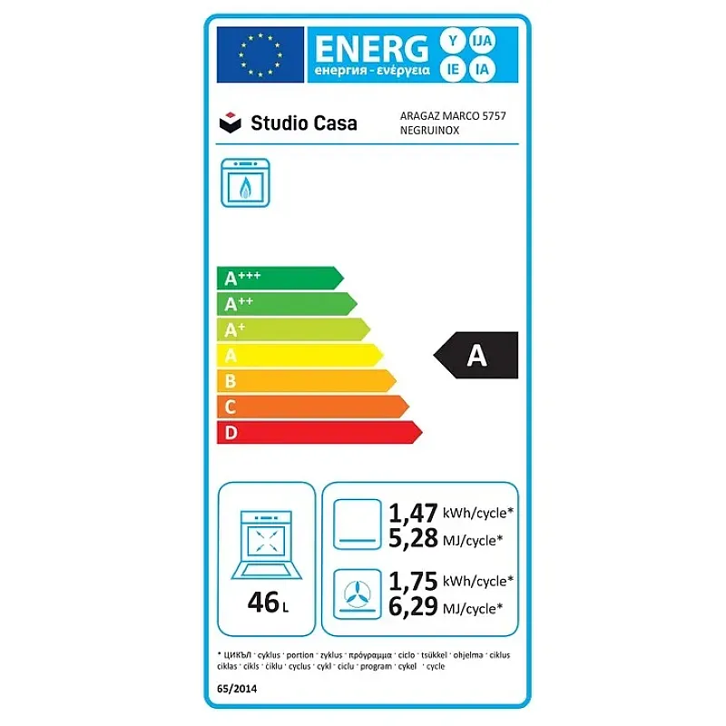 Pachet aragaz clasic 4 arzatoare gaz Studio Casa Glam Marco si, Cuptor gaz, 57 x 57 cm, Rotisor, Ventilator, Grill gaz, Aprindere electrica, Gratare fonta, Negru, Hota decorativa sticla neagra - Studiocasa.ro