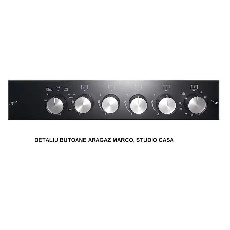 Pachet aragaz clasic 4 arzatoare gaz Studio Casa Glam Marco si, Cuptor gaz, 57 x 57 cm, Rotisor, Ventilator, Grill gaz, Aprindere electrica, Gratare fonta, Negru, Hota decorativa sticla neagra - Studiocasa.ro