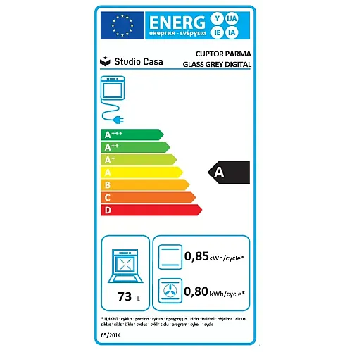 Cuptor electric incorporabil Studio Casa FE660 Parma Glass Grey, 8 functii, Ventilator, Display Touch control, Timer digital, Sticla gri