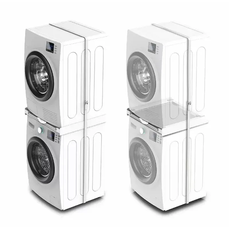 Kit universal de suprapunere a masinii de spalat si a uscatorului de rufe + suport retractabil, Meliconi, TORRE GREEN, Meliconi