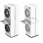 Kit universal de suprapunere a masinii de spalat si a uscatorului de rufe + suport retractabil, Meliconi, TORRE GREEN, Meliconi