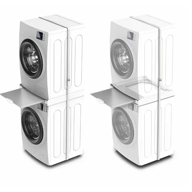 Kit universal de suprapunere a masinii de spalat si a uscatorului de rufe + suport retractabil, Meliconi, TORRE GREEN, Meliconi