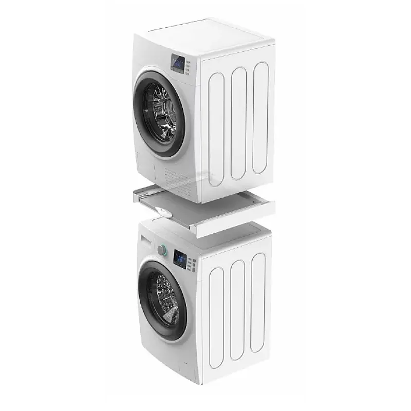 Kit universal de suprapunere a masinii de spalat si a uscatorului de rufe + suport retractabil, Meliconi, TORRE GREEN, Meliconi