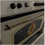 Aragaz Studio Casa, FE90/60 El Avena Rustic, 90 cm, Cuptor electric, 4 arzatoare gaz, din care unul Wok + 1 ochi electric, Rotisor, Grill, electric, Gratare fonta