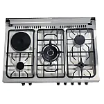 Aragaz Studio Casa, FE90/60 El Avena Rustic, 90 cm, Cuptor electric, 4 arzatoare gaz, din care unul Wok + 1 ochi electric, Rotisor, Grill, electric, Gratare fonta