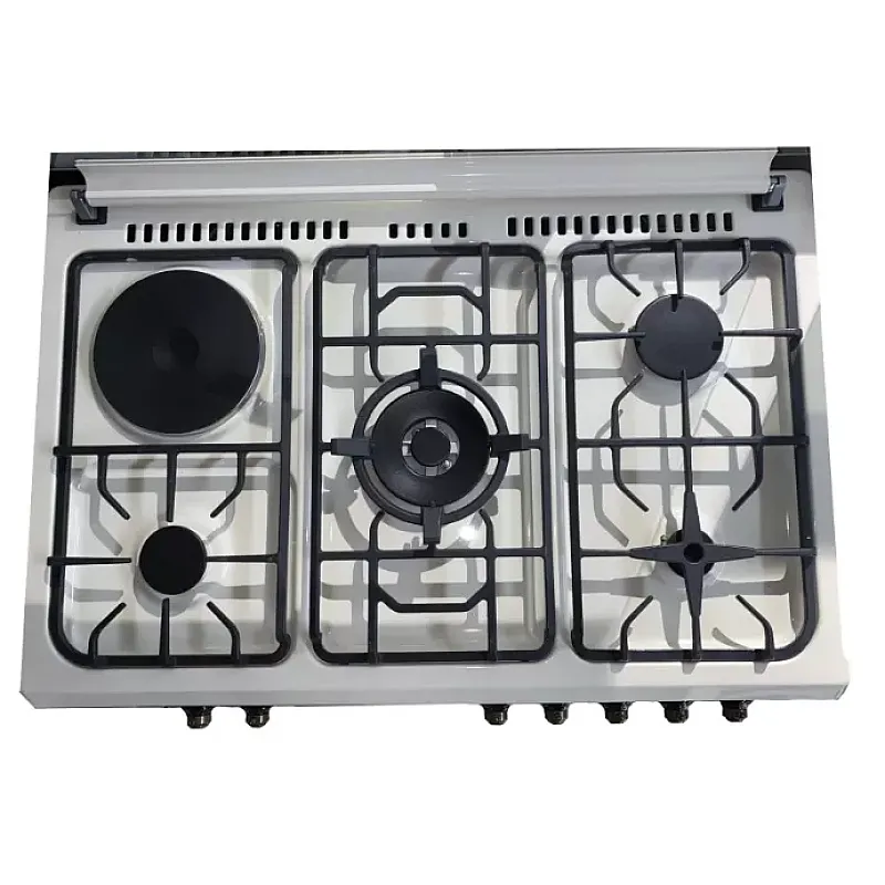 Aragaz Studio Casa, FE90/60 El Avena Rustic, 90 cm, Cuptor electric, 4 arzatoare gaz, din care unul Wok + 1 ochi electric, Rotisor, Grill, electric, Gratare fonta