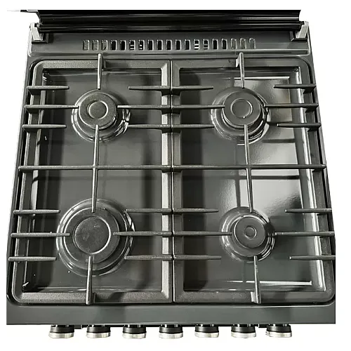 Aragaz Studio Casa Scala Graphite Grey 60 cm, 4 arzatoare gaz, Grill electric, Rotisor, Gratare fonta, Aprindere electrica, Clasa energetica A, Gri