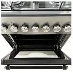 Aragaz Studio Casa Scala Graphite Grey 60 cm, 4 arzatoare gaz, Grill electric, Rotisor, Gratare fonta, Aprindere electrica, Clasa energetica A, Gri