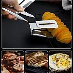 Cleste multifunctional pentru alimente, Studio Casa, Otel Inoxidabil,  pentru friptură, alimente, pâine, carne, grătar, instrument de gătit