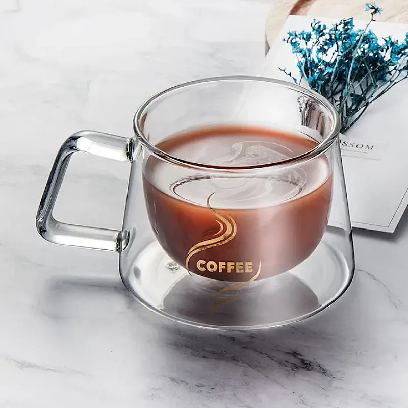 Cana din sticla cu perete dublu, model Coffee, 200 ml - Studiocasa.ro