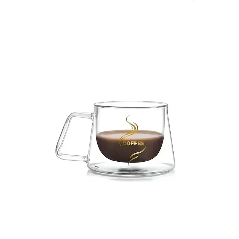Cana din sticla cu perete dublu, model Coffee, 200 ml - Studiocasa.ro