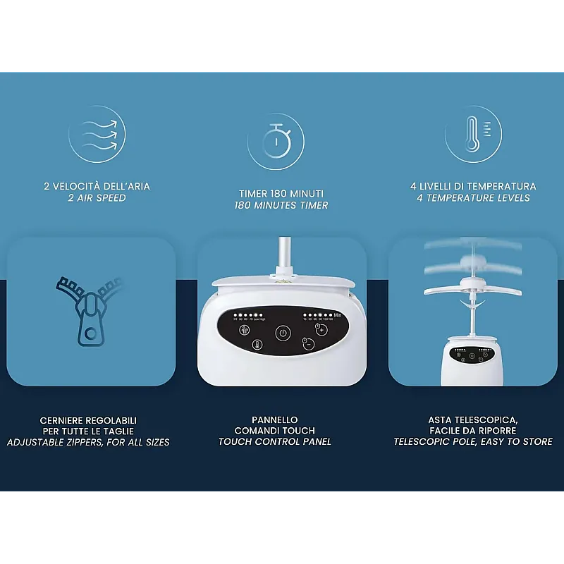 Aparat pentru uscat si calcat ARMST02D, fier de călcat vertical, uscător 2 în 1, 1400w,  Ardes - Studiocasa.ro