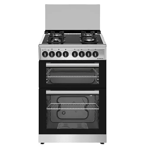 Aragaz mixt 4 arzatoare gaz, 2 cuptoare: Cuptor electric + Cuptor gaz, 60x60cm, Studio Casa  VIVA DUETTO 60/60 INOX cm, Aprindere electrica, Inox/ Sticla neagra