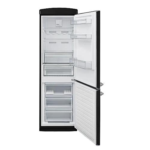 Combina frigorifica, Studio Casa, Retro, H 190 cm, 330 l, tehnologie No-Frost, deschidere dreapta, panou control LED, functie congelare rapida, mod eco, iluminat interior, negru