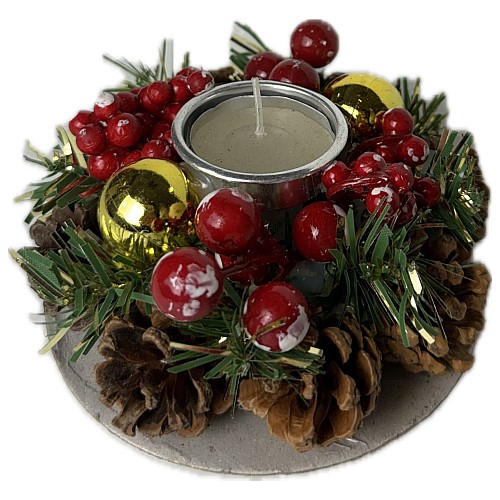 Decoratiune de masa Craciun, cu suport pentru lumanari, 12 cm