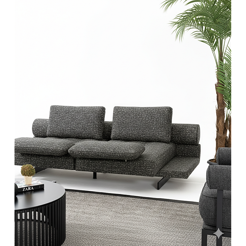 Canapea modulara extensibila premium Oscar, cu mecanism reglabil pentru sezut si brate, 240 × 105 × 80 cm, neagra - Studiocasa.ro