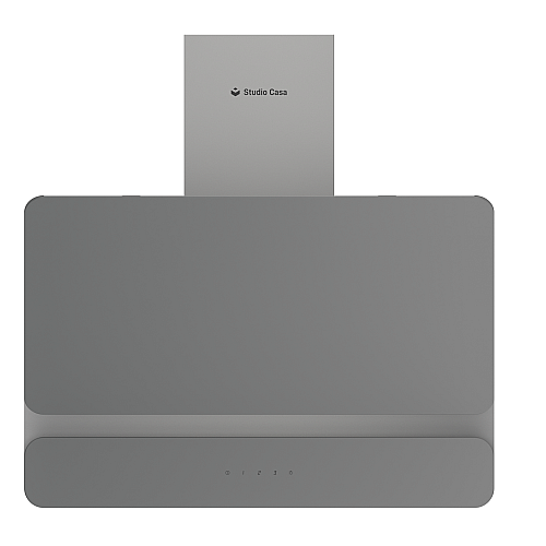 Hota decorativa Studio Casa Dual Plane Grey, 60 cm, 1 Motor Tubo, Putere de absorbtie 400 m3/h, Metal si sticla gri