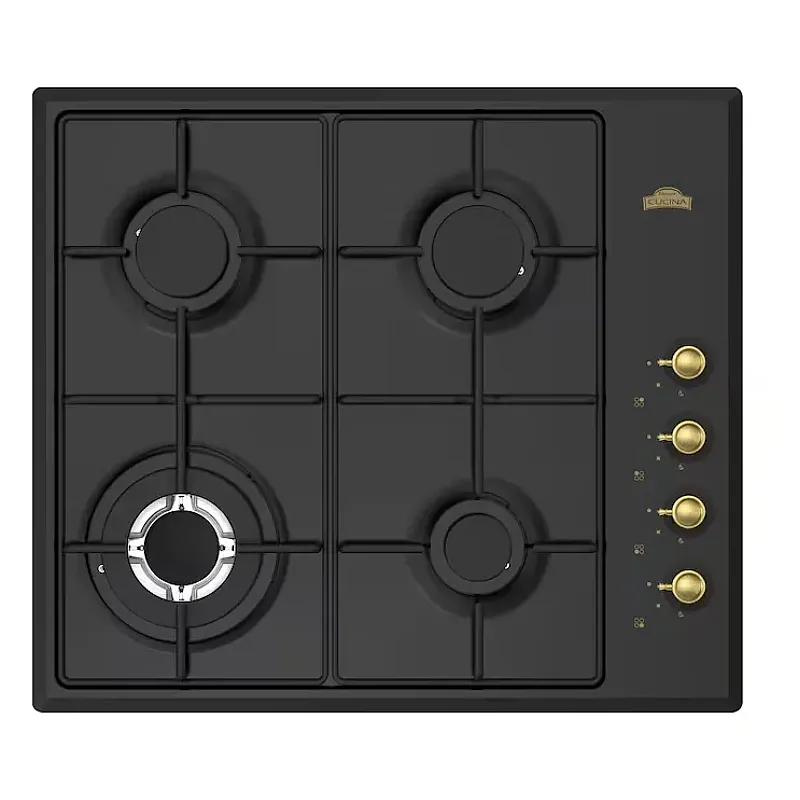 Pachet cuptor electric și plită gaz incorporabile Nuova Cucina Retro Black Star, 60 l, 4 arzătoare, negru - Studiocasa.ro