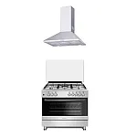 Pachet Aragaz mixt 5 arzatoare gaz, Cuptor electric, 90x60cm, Studio Casa, FE90/60 Multifunctional + Hota Decorativa 90 Cm, Kaminox90, 1 Motor Turbo , Studio Casa