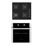 Pachet Cuptor Electric  Incorporabil, Studio Casa Venezia Clasic, Ln605Blk, 56L, Clasa A, Termostat, 8 Functii + Plita gaz incorporabila Studio Casa VIVA CRY 60 Blk Glass - Studiocasa.ro