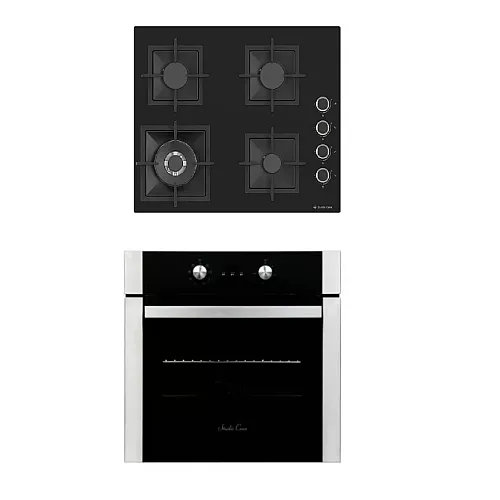 Pachet Cuptor Electric  Incorporabil, Studio Casa Venezia Clasic, Ln605Blk, 56L, Clasa A, Termostat, 8 Functii + Plita gaz incorporabila Studio Casa VIVA CRY 60 Blk Glass