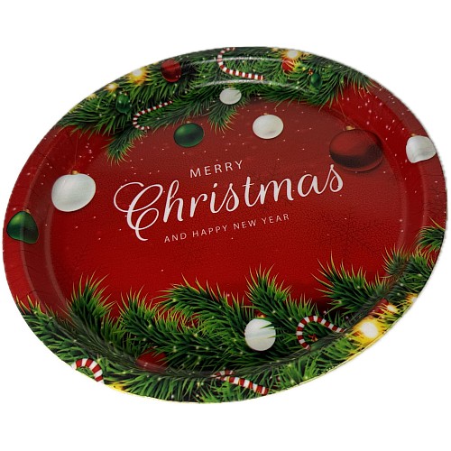 Tava rotunda servire 28 cm, model Craciun, PVC rezistent
