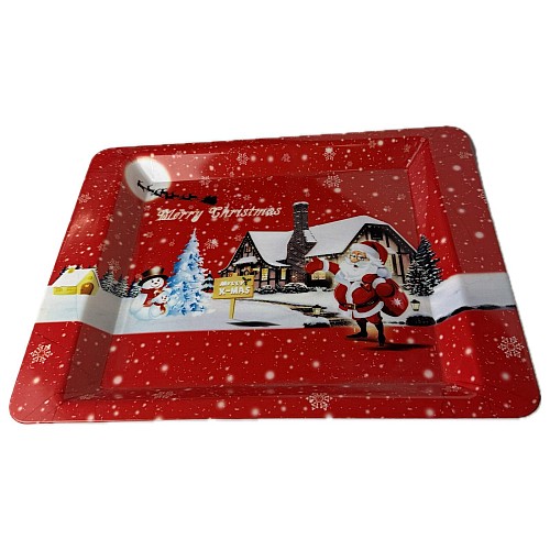 Tava servire mare 34x27 cm, model Craciun, plastic rezistent