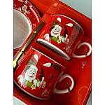 Set cadou Craciun cu 2 cani, 2 farfurii, 2 lingurite din ceramica in cutie eleganta - Studiocasa.ro