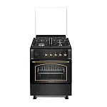 Pachet Aragaz rustic Studio Casa Viva Sierra 60 x 60 cm, Cuptor Gaz+ Ventilatie Turbo, 4 ochiuri gaz, Rotisor, Grill gaz, Gratare fonta, Negru antracit +Hota Clasica Alfa Black 2 Motoare , Studio Casa - Studiocasa.ro
