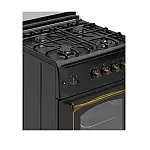 Pachet Aragaz rustic Studio Casa Viva Sierra 60 x 60 cm, Cuptor Gaz+ Ventilatie Turbo, 4 ochiuri gaz, Rotisor, Grill gaz, Gratare fonta, Negru antracit +Hota Clasica Alfa Black 2 Motoare , Studio Casa - Studiocasa.ro