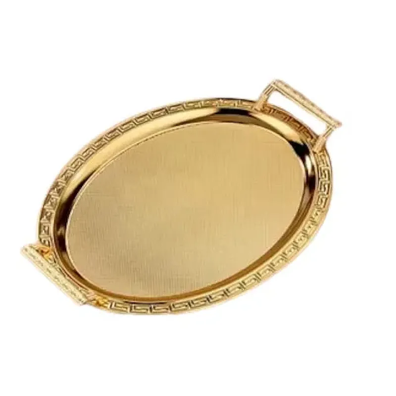 Tava servire ovala cu manere Deco Art, 42 x 28 cm, Auriu - Studiocasa.ro