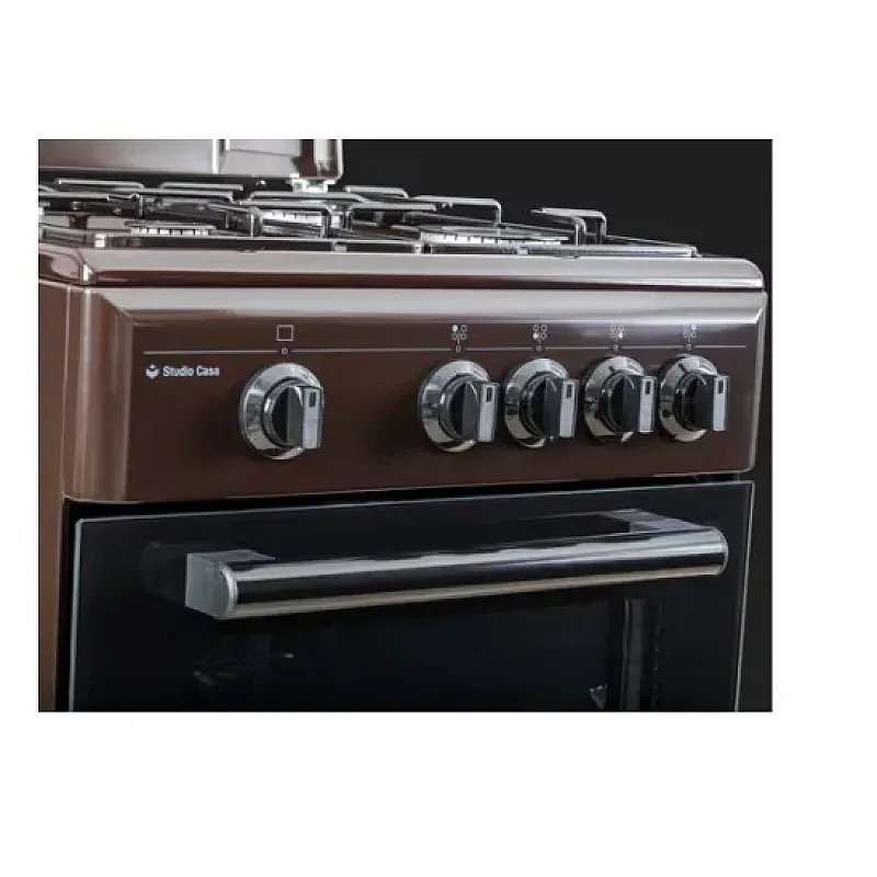 Pachet Aragaz clasic Studio Casa Viva Galaxy 4G 50/55 cm Brown si Hota clasica 2 motoare, 4 arzatoare gaz, Cuptor gaz, Maro - Studiocasa.ro