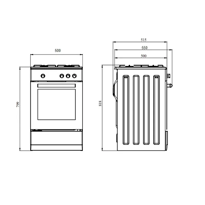 Pachet Aragaz clasic Studio Casa Viva Galaxy 4G 50/55 cm White si Hota clasica 2 motoare, 4 arzatoare gaz, Cuptor gaz, Alb - Studiocasa.ro