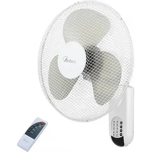 Ventilator de perete Ø 40 cm, cu plasă, oscilație automată. Putere 50W și 3 viteze cu telecomandă, programare funcționare 7,5 ore cu mod de somn. AR5W40RW, ARDES