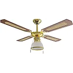 Ventilator de tavan cu 4 pale cu lumină - lemn/paie de Viena - 3 viteze, control prin șnur și diametru 107 cm,  AR5A107D ARDES - Studiocasa.ro