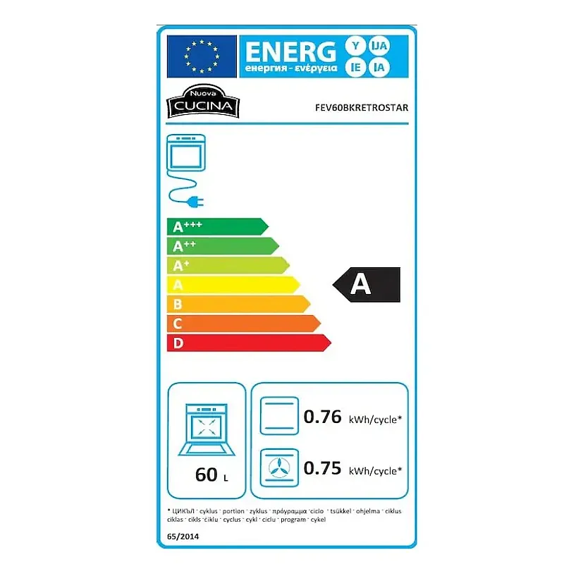 Pachet cuptor electric și plită gaz incorporabile Nuova Cucina Retro Black Star, 60 l, 4 arzătoare, negru - Studiocasa.ro
