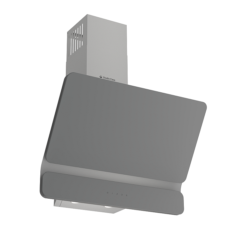 Hota decorativa Studio Casa Dual Plane Grey, 60 cm, 1 Motor Tubo, Putere de absorbtie 400 m3/h, Metal si sticla gri