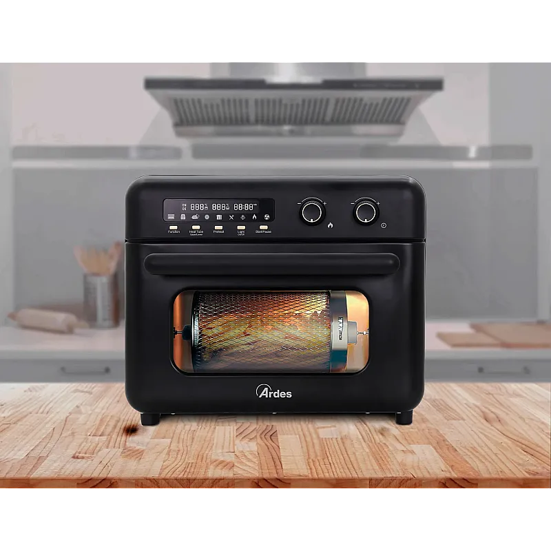 Airfryer si Cuptor hybrid multifunctional Ardes, ARFRYA02 , 30L, 9 functii, Rotisor, Functie paine, Functie deshidratare, Dezghetare, Dospire, 2000 W, negru - Studiocasa.ro