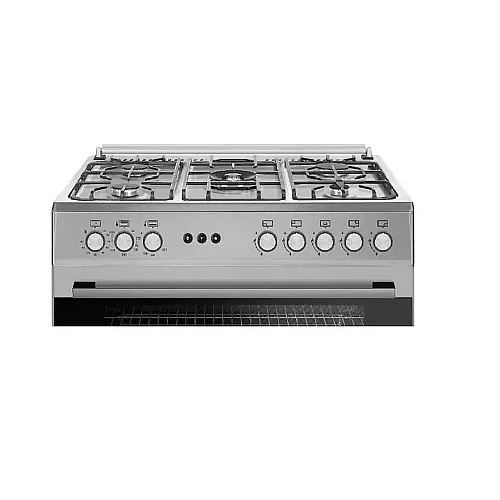 Pachet Aragaz pe gaz 90 cm Prato Inox Studio Casa, 5 zone de gatit si Hota Clasica 90 cm Inox, Gaz, Wok, Rotisor, Timer mecanic, Grill electric, Gratar fonta, Dubla ventilatie coacere, Inox