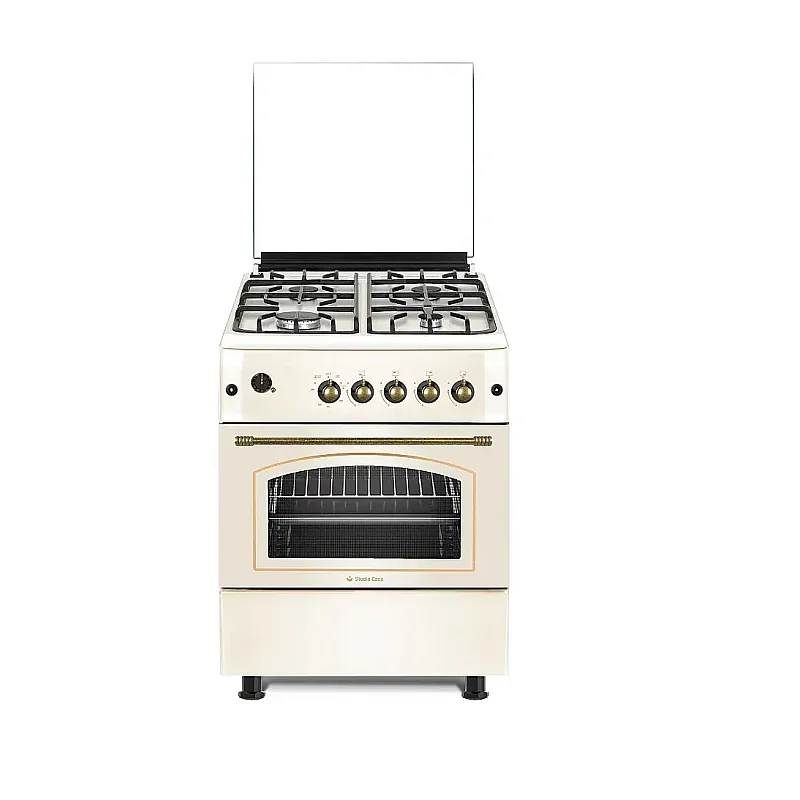 Pachet Aragaz rustic 4 arzatoare gaz, Cuptor pe gaz, 60x60cm, Studio Casa SIERRA VIVA , Rotisor, Grill gaz, Ventilatie Turbo + Hota incorporabila telescopica, 60 cm, Studio Casa Lean Retro - Studiocasa.ro