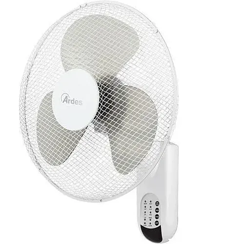 Ventilator de perete Ø 40 cm, cu plasă, oscilație automată. Putere 50W și 3 viteze cu telecomandă, programare funcționare 7,5 ore cu mod de somn. AR5W40RW, ARDES