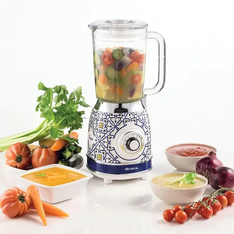 Blender Ariete Capri 0583/0C, 1000W, 1.5 L, 4 viteze + pulse, Zdrobire gheata, Alb/Albastru - Studiocasa.ro