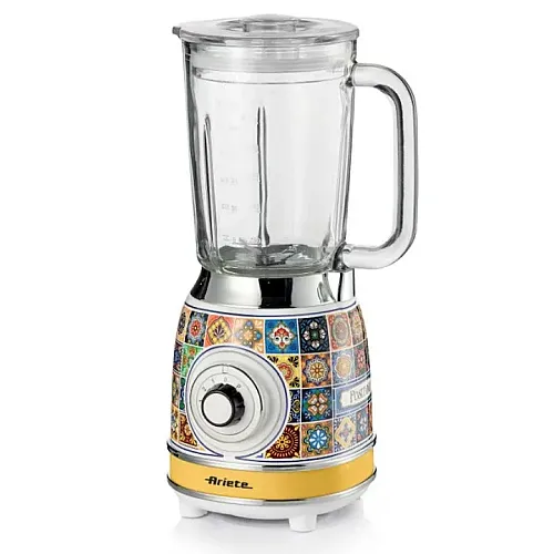 Blender Ariete Positano 0583/0C, 1000W, 1.5 L, 4 viteze + pulse, Zdrobire gheata, Alb/ Galben