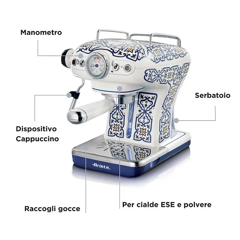 Espressor Ariete, Vintage 1389A, 850W, 15Bar, Positano - Studiocasa.ro